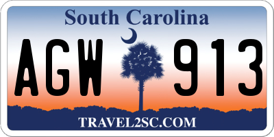 SC license plate AGW913
