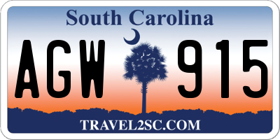 SC license plate AGW915