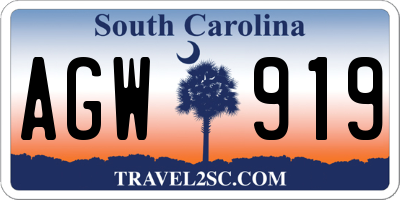 SC license plate AGW919