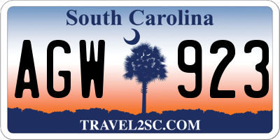 SC license plate AGW923
