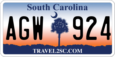 SC license plate AGW924
