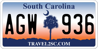 SC license plate AGW936