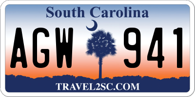 SC license plate AGW941