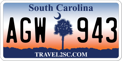 SC license plate AGW943