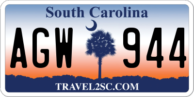 SC license plate AGW944