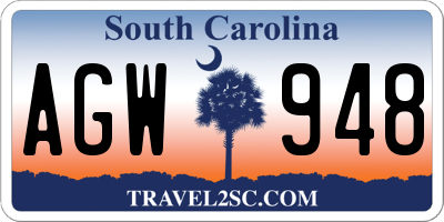 SC license plate AGW948