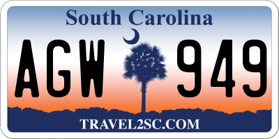 SC license plate AGW949