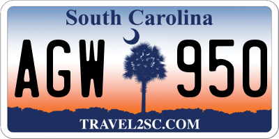 SC license plate AGW950