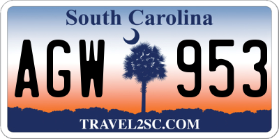 SC license plate AGW953