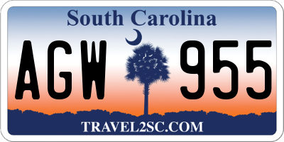 SC license plate AGW955