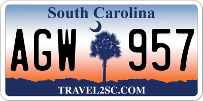 SC license plate AGW957