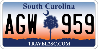 SC license plate AGW959