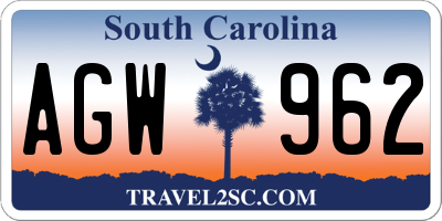 SC license plate AGW962
