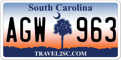 SC license plate AGW963