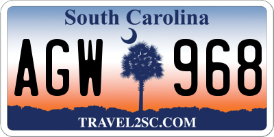 SC license plate AGW968