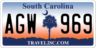SC license plate AGW969