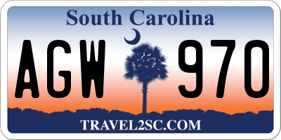 SC license plate AGW970