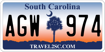 SC license plate AGW974