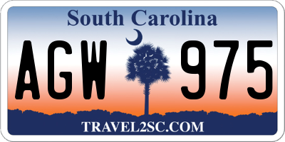 SC license plate AGW975