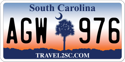 SC license plate AGW976