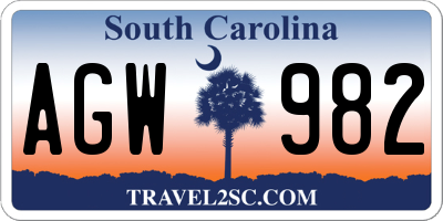 SC license plate AGW982