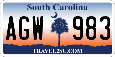SC license plate AGW983