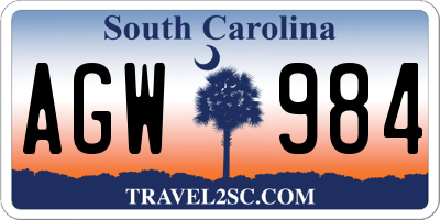 SC license plate AGW984