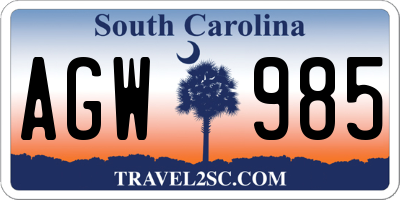 SC license plate AGW985