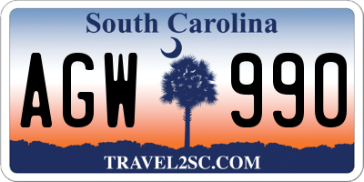 SC license plate AGW990
