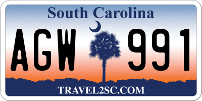 SC license plate AGW991