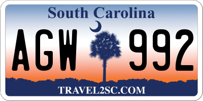 SC license plate AGW992