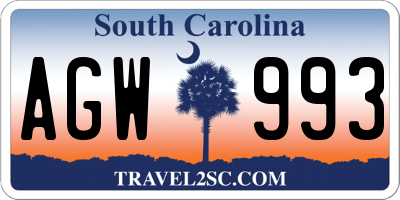 SC license plate AGW993
