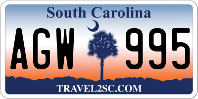 SC license plate AGW995