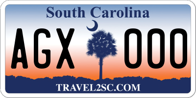 SC license plate AGX000