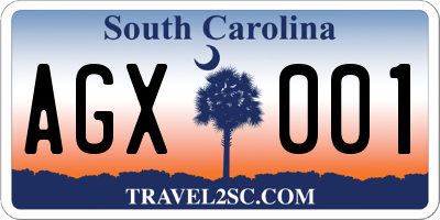 SC license plate AGX001