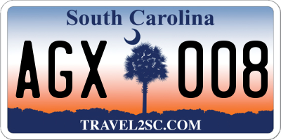 SC license plate AGX008