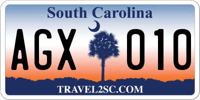 SC license plate AGX010