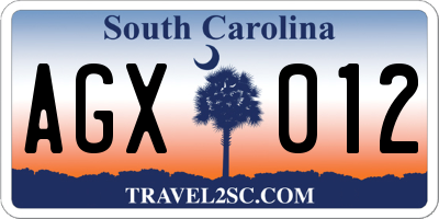SC license plate AGX012