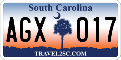 SC license plate AGX017
