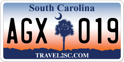 SC license plate AGX019