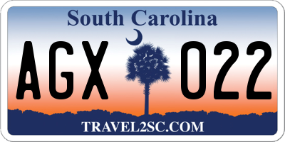 SC license plate AGX022