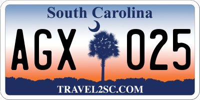 SC license plate AGX025