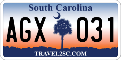 SC license plate AGX031