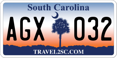 SC license plate AGX032