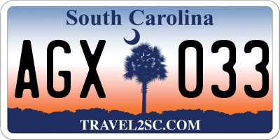 SC license plate AGX033