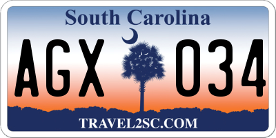 SC license plate AGX034