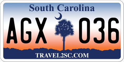 SC license plate AGX036