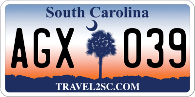 SC license plate AGX039