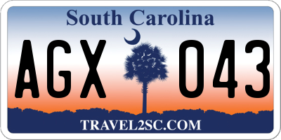 SC license plate AGX043
