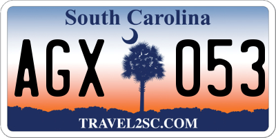SC license plate AGX053